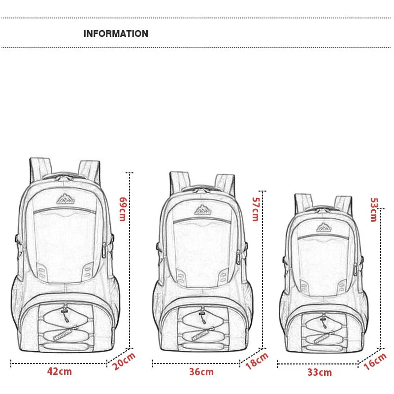 Sac à dos de randonnée imperméable à Multi-Poches Capacité de 70L - L'atelier du sac à dos