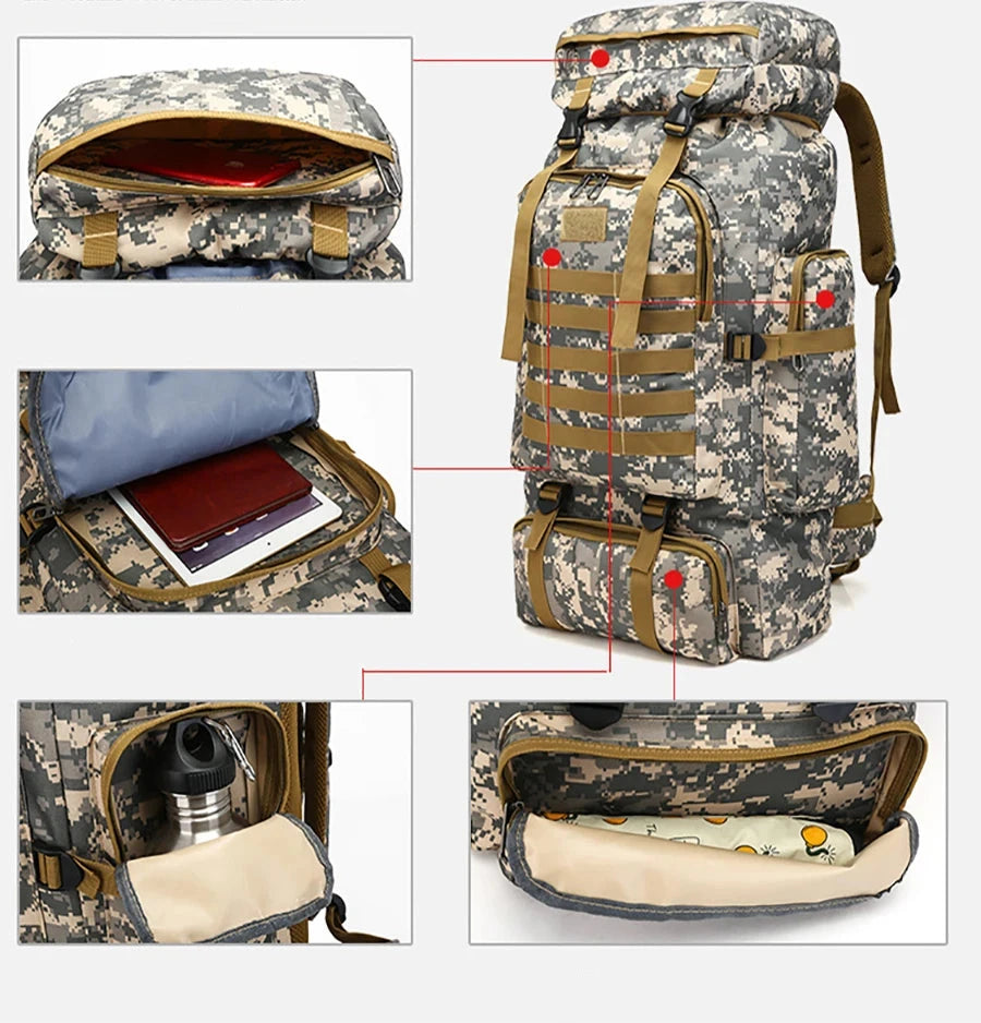 Sac à Dos Militaire Camouflage Imperméable Grande Capacité - L'atelier du sac à dos